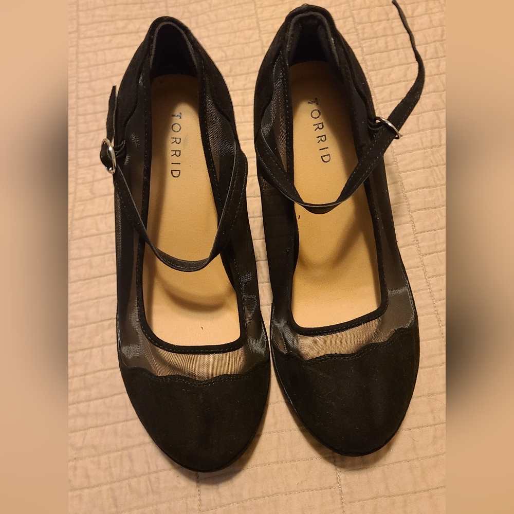 Torrid Black Flats with Ankle Strap
